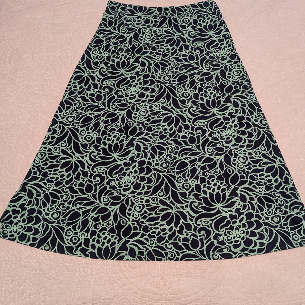 Talbots Floral Patterned Blue and Green Women's Skirt